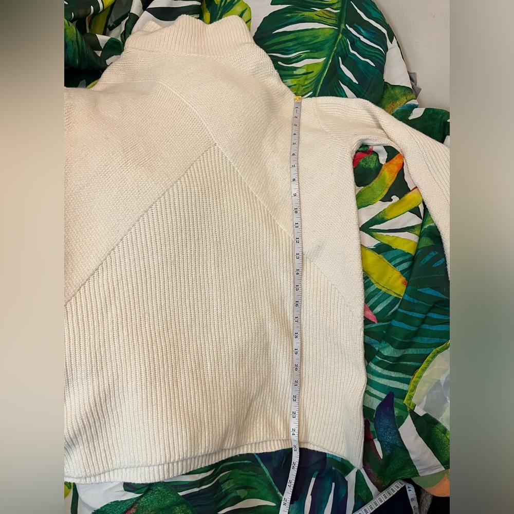 Talbots S/M Ivory Cream Preppy Chunky Knit City Turtleneck Scandi Tunic Sweater - Picture 4 of 5